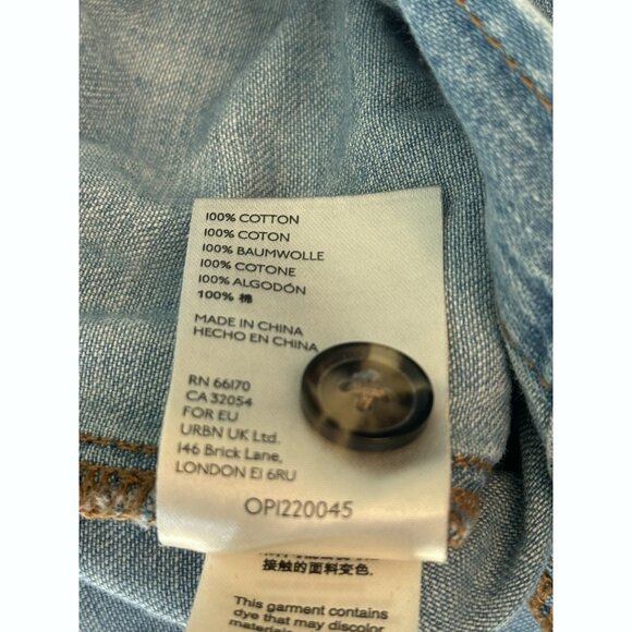 Anthropologie Pilcro Women’s 1X Chambray Jumpsuit Denim Blue Roll Tab Boho - Picture 8 of 9